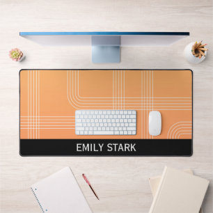 Orange Minimal Retro Personalisiert Name Desk Mat Schreibtischunterlage