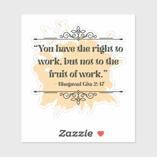 Orange Minimalistisch Bhagavad Gita Zitat Inspirie Aufkleber (Blatt)