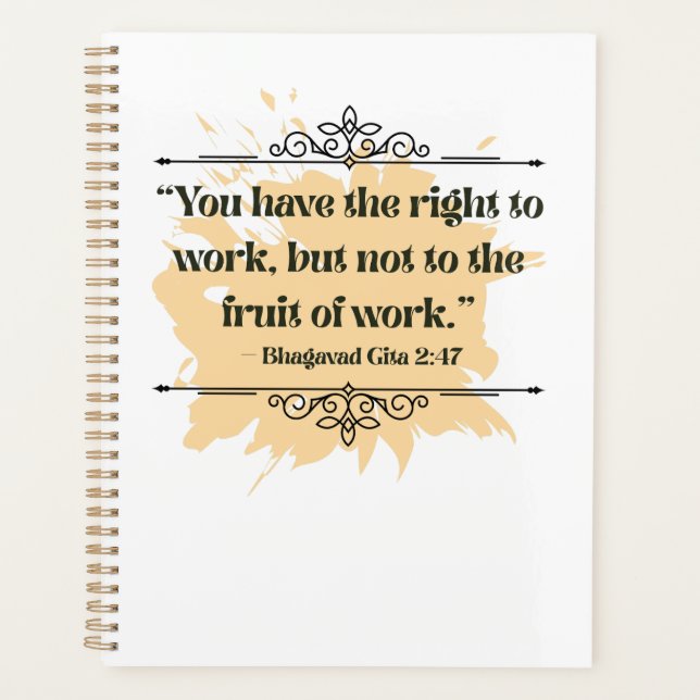 Orange Minimalistisch Bhagavad Gita Zitat Inspirie Planer (Vorderseite)