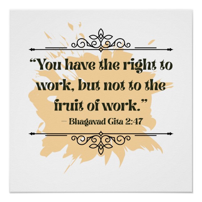 Orange Minimalistisch Bhagavad Gita Zitat Inspirie Poster (Vorderseite)