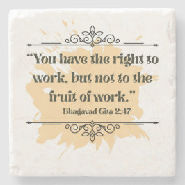 Orange Minimalistisch Bhagavad Gita Zitat Inspirie Steinuntersetzer