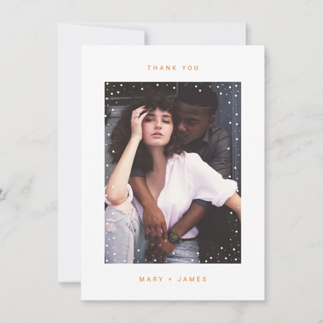 Orange Minimalistisch Vielen Dank für Ihre Hochzei Dankeskarte (Vorderseite)