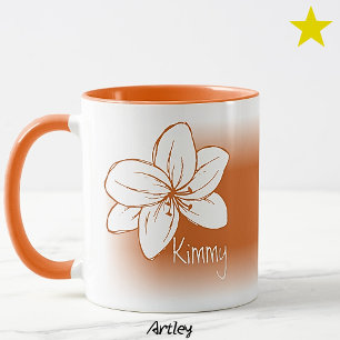 Orange minimalistisches handgezeichnetes Blumen-Na Tasse