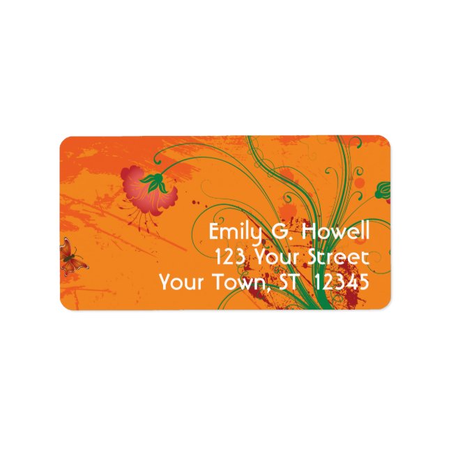 Orange mit dem Label "Red Blume" Adressaufkleber (Vorne)