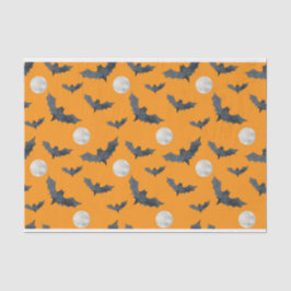 ORANGE MIT HALLOWEEN SCHWARZBÄTTEN UND VOLLEN MOND SEIDENPAPIER