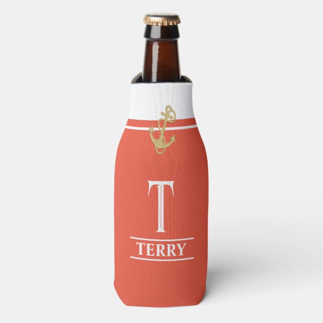 Orange Mit Monogramm Flasche Cooler Flaschenkühler (Flaschenvorderseite)
