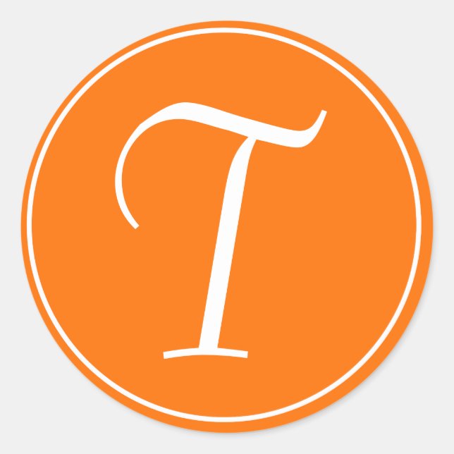 Orange Mit Monogramm Initial Umschlag Aufkleber (Vorderseite)