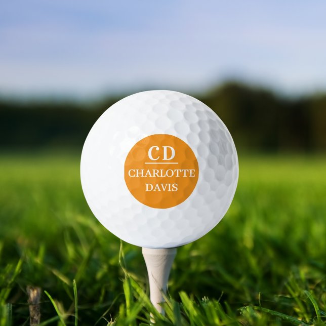 Orange mit Monogramm Name Golfball (Von Creator hochgeladen)