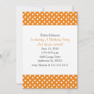 Orange mit White Polka Dot Print Party Einladung