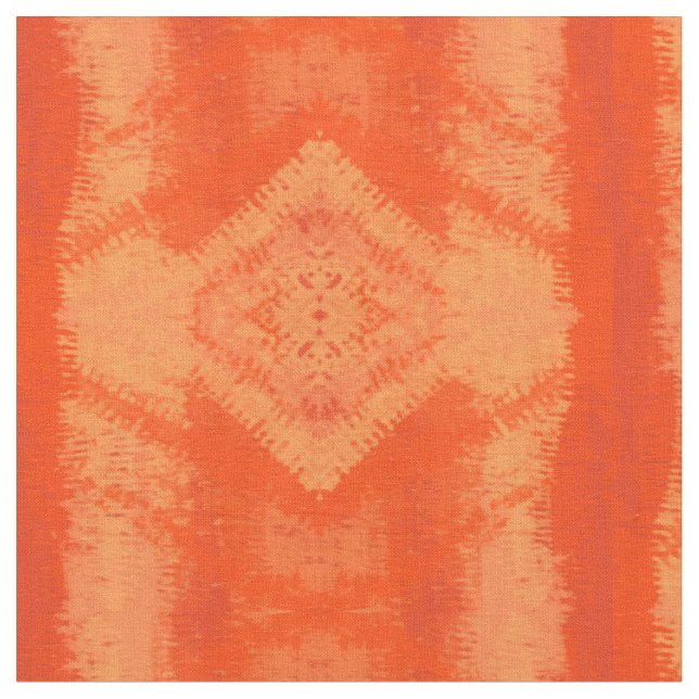 Orange Mix Ikat Tribal Diamond Muster Stoff (Nahaufnahme)