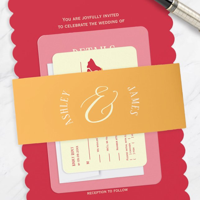 Orange Modern Ampersand Hochzeit Einladungsbanderole (Von Creator hochgeladen)