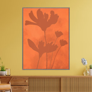 Orange Modern Artistic Floral Nature Wohngestaltun Leinwanddruck