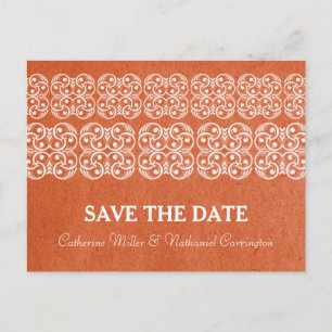 Orange Modern Bohemische Save the Date Postkarte