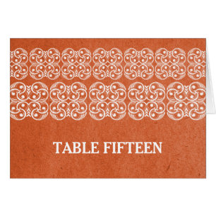 Orange Modern Bohemische Tischnummer Card