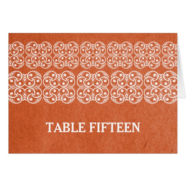 Orange Modern Bohemische Tischnummer Card (Vorderseite (Horizontal))