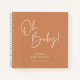 Orange Modern Boho GenderNeutral Baby Shower Guest Notizbuch