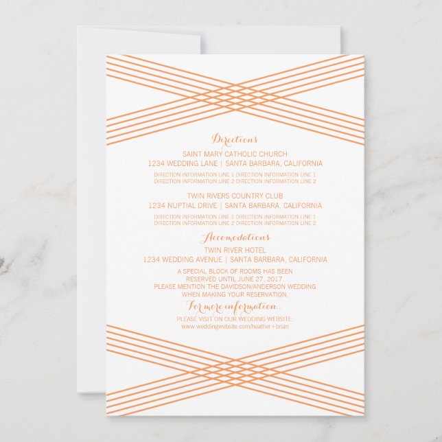 Orange Modern Deko Information Card Einladung (Vorderseite)