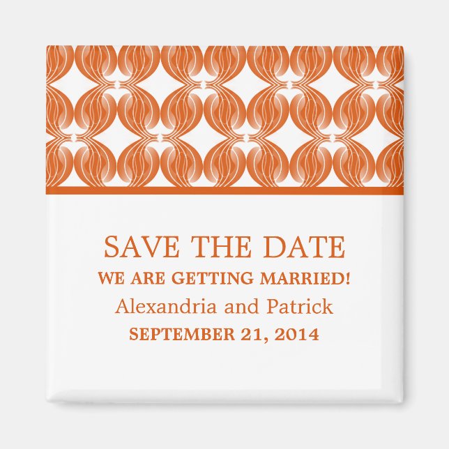 Orange Modern Deko Save the Date Magnet (Vorne)