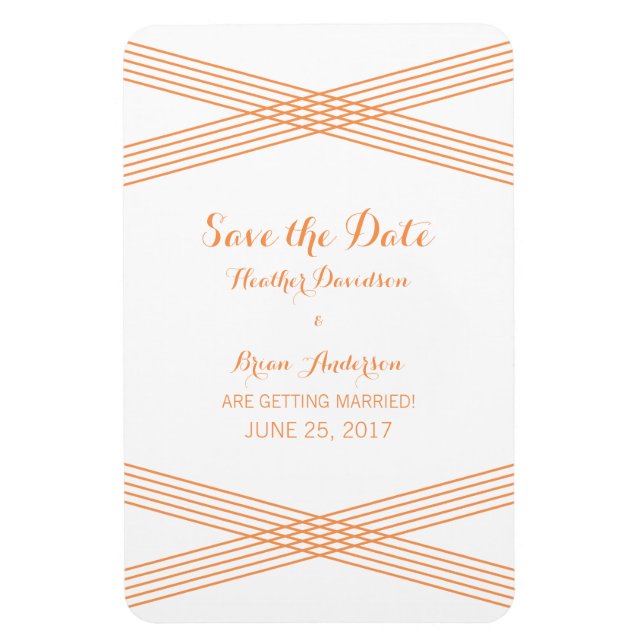 Orange Modern Deko Save the Date Magnet (Vertikal)