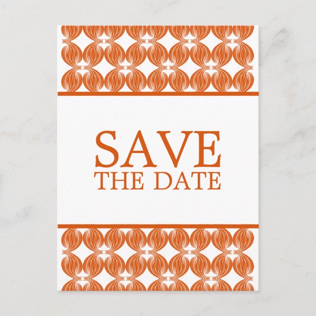 Orange Modern Deko Save the Date Postkarte (Vorderseite)
