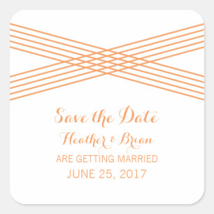 Orange Modern Deko Save the Date Stickers