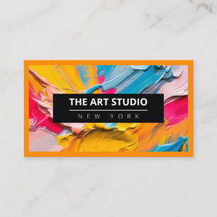 Orange Modern Name Artiwork Artist Art Studio Visitenkarte