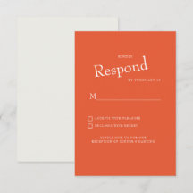 Orange Modern Schriftart White Text Wedding RSVP