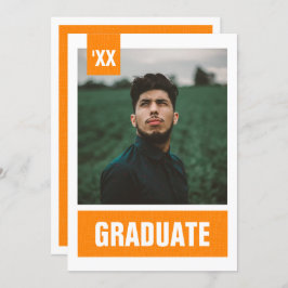 Orange Modern Textured Foto Abschluss Einladung