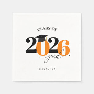Orange Modern Typografy Class of 2025 Graduate Serviette