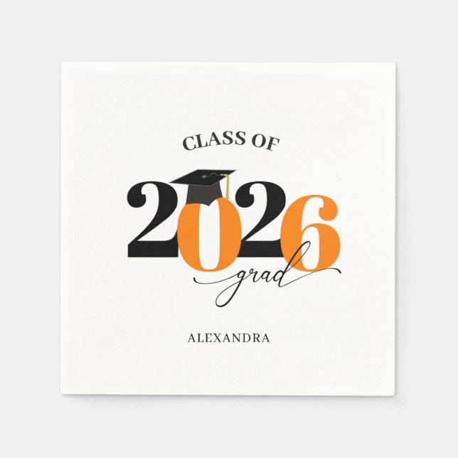 Orange Modern Typografy Class of 2025 Graduate Serviette (Vorderseite)