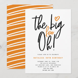 Orange moderne 40. Geburtstagstypografie Party
