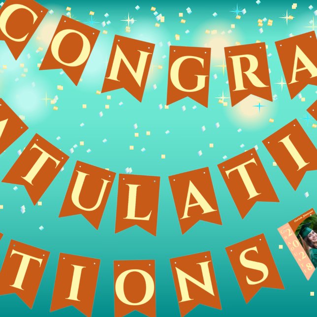 Orange Moderne Abschlussfoto-Gratulation Wimpelkette (Von Creator hochgeladen)