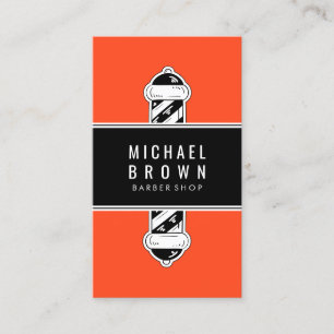 Orange Moderne Barber Pole Männer Haarstyling Visitenkarte