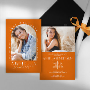 Orange moderne Foto-Abschluss-Einladung Einladung