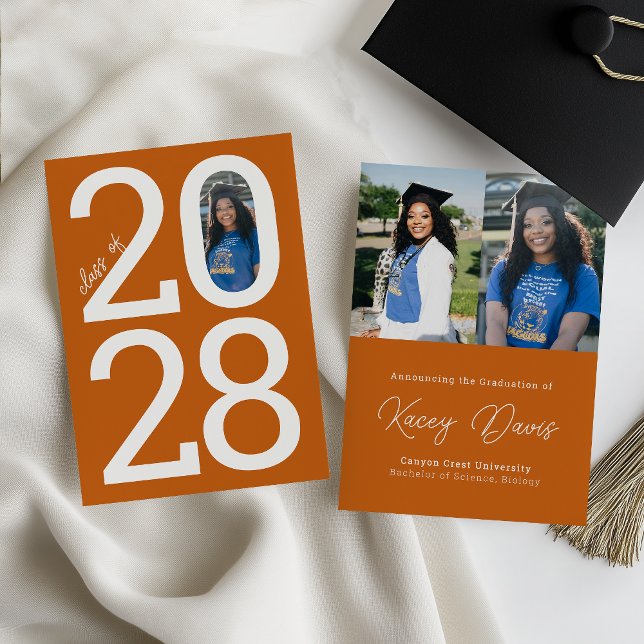 Orange Moderne Klasse Jahr und Foto Abschluss Ankündigung (Von Creator hochgeladen)