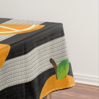Orange Moderne Schwarz-Weiß Streifen Tischdecke