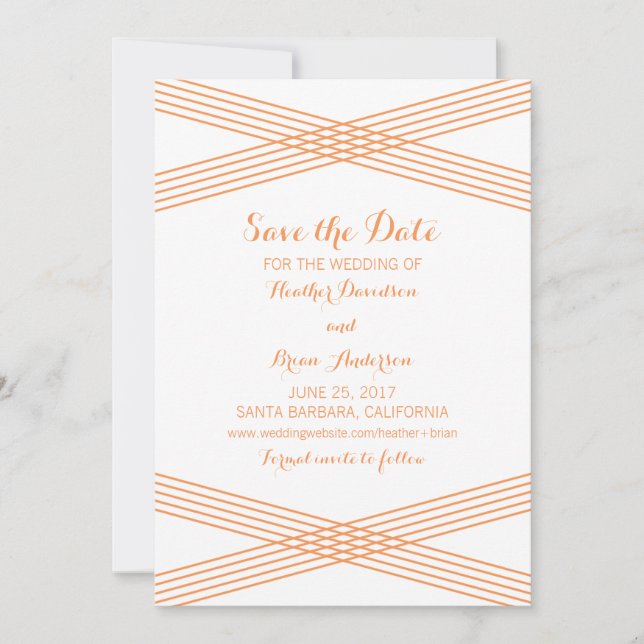 Orange Moderner Deko Save the Date einladen (Vorderseite)