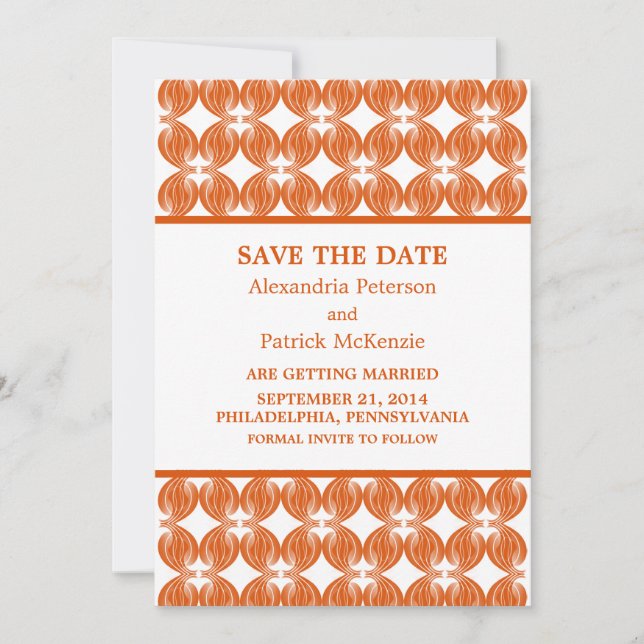 Orange Moderner Deko Save the Date einladen Einladung (Vorderseite)