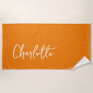 Orange Moderner Individuelle Name Strandtuch