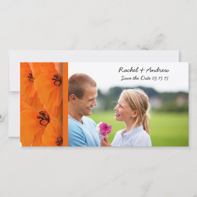 Orange Mohn Save the Date (Vorderseite)