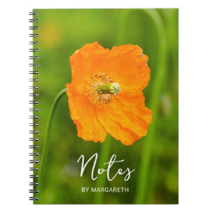 Orange Mohn Sommerblumen-Foto und benutzerdefinier Notizblock