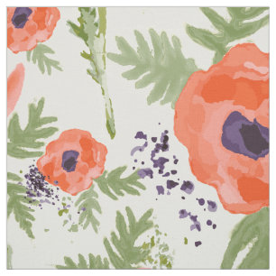 Orange-Mohnblumen-Muster, gestrichen Stoff
