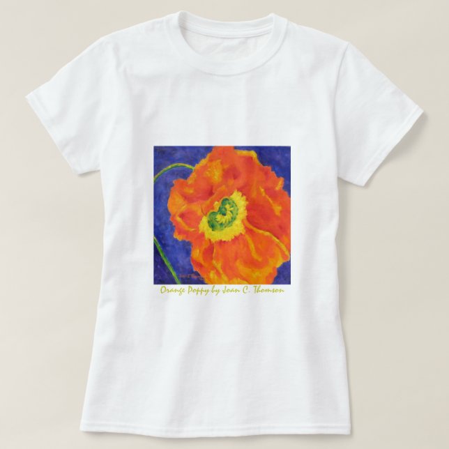Orange Mohnblumen-T - Shirt (Design vorne)