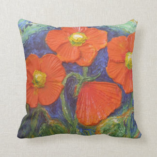 Orange Mohnblumen-Wurfs-Kissen Kissen