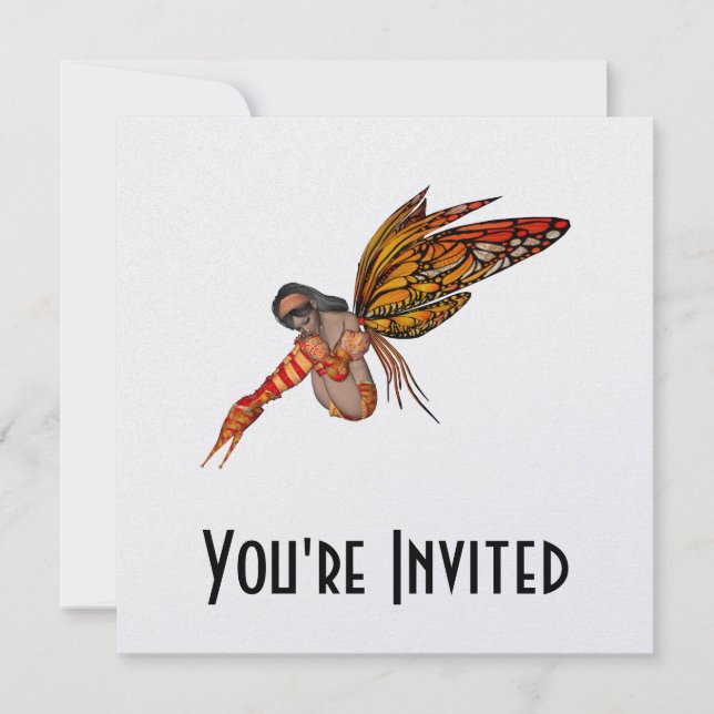 Orange Monarch Butterfly 3D Pixie - Fliege 2 Einladung (Vorderseite)