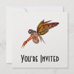 Orange Monarch Butterfly 3D Pixie - Fliege 2 Einladung