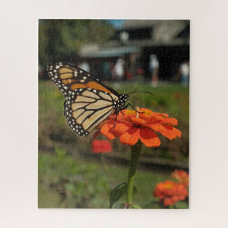 Orange Monarch Butterfly während der Migration zum Puzzle