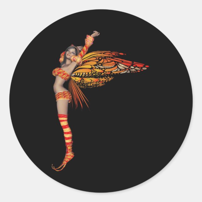 Orange Monarch Pixie Butterfly Fairy 2 - Runder Aufkleber (Vorderseite)