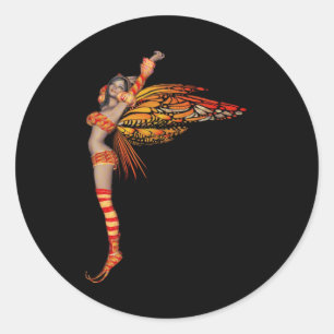 Orange Monarch Pixie Butterfly Fairy 2 - Runder Aufkleber