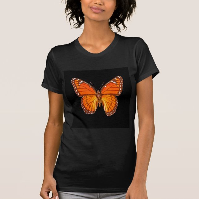 ORANGE MONARCHFALTER AUF SCHWARZER FARBE T-Shirt (Vorderseite)